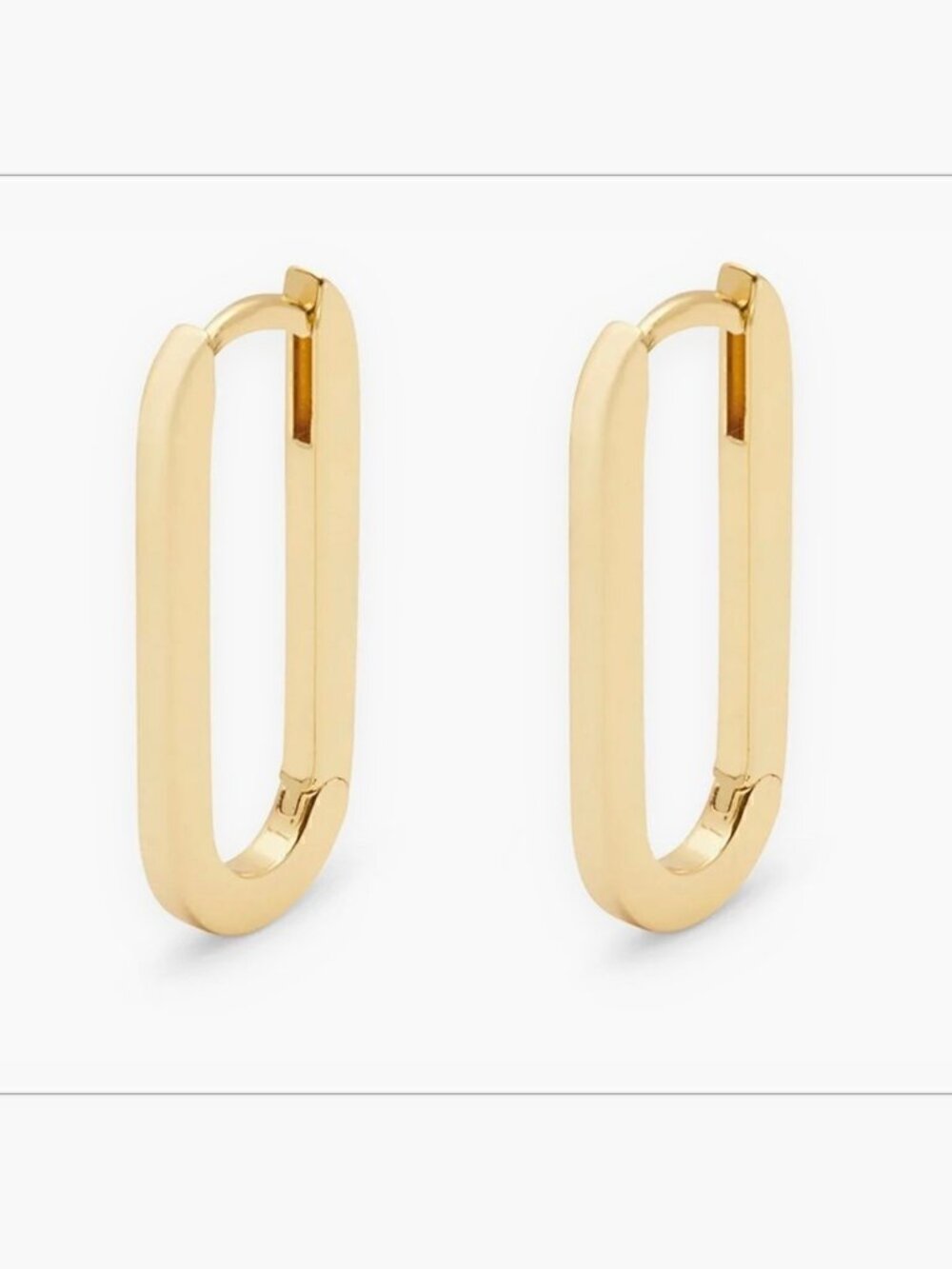 14k Solid Gold Oval Paperclip Huggie Earrings By Tehrani Jewelry